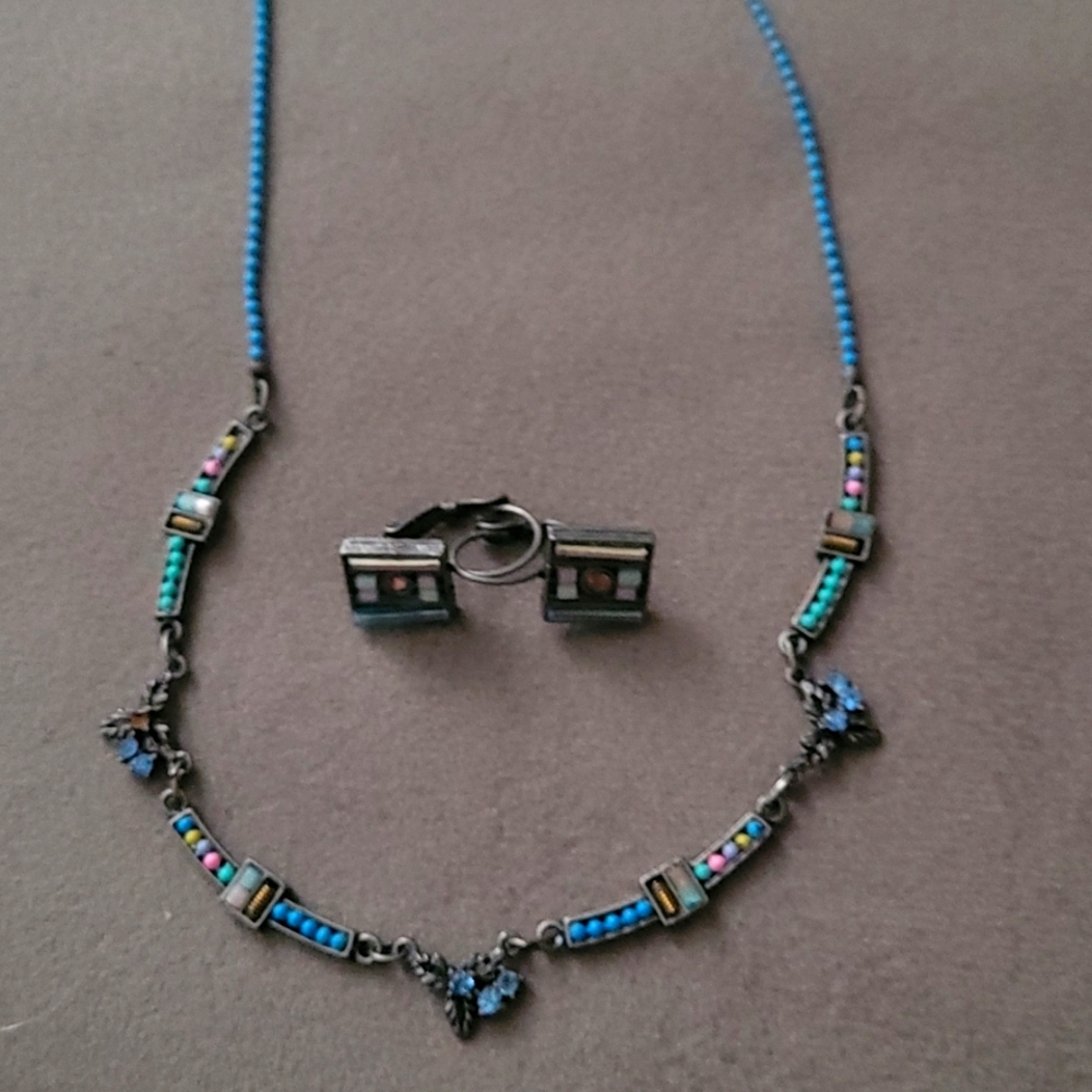 Delicate inlayed necklace and earrings